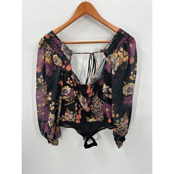 FREE PEOPLE NWT Wanderlust Bodysuit in Black Combo // S - Picture 13 of 13